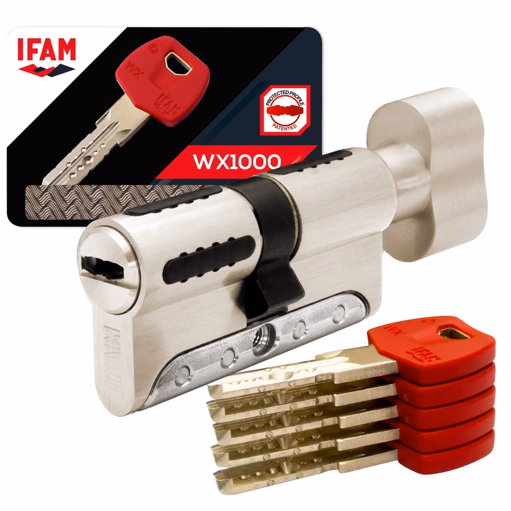 Cilindro Alta Seguridad WX1000, Pomo y Leva 15mm 30x40 Níquel