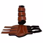 Leather back protector with neoprene 3 velcros (hazelnut)