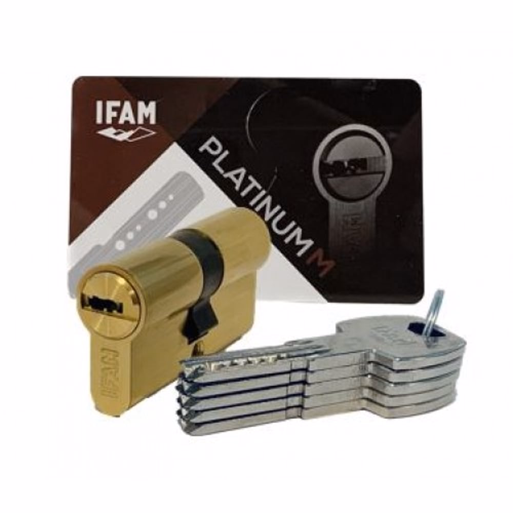 Security Cylinder PLATINUM M, Single-Clutch, Cam 15mm 30x35 Brass