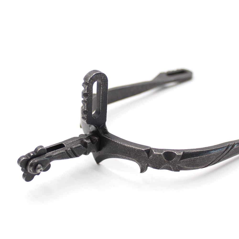 ESPUELA VAQUERA DE FRAGUA ACERO INOXIDABLE GALLO CORTO RECTO CASTIGO FLOR