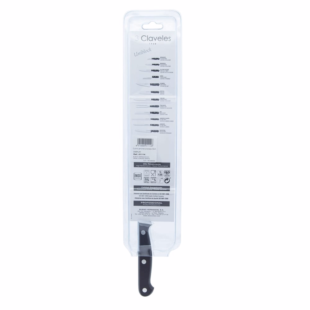 CUCHILLO JAMONERO ALVEOLADO UNIBLOCK RF.1114 (30 cm)