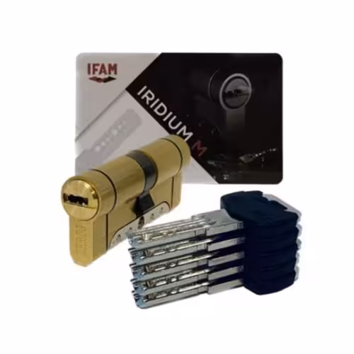 High Security Cylinder IRIDIUM M, Single-Clutch, Cam 15mm 30x30 Brass